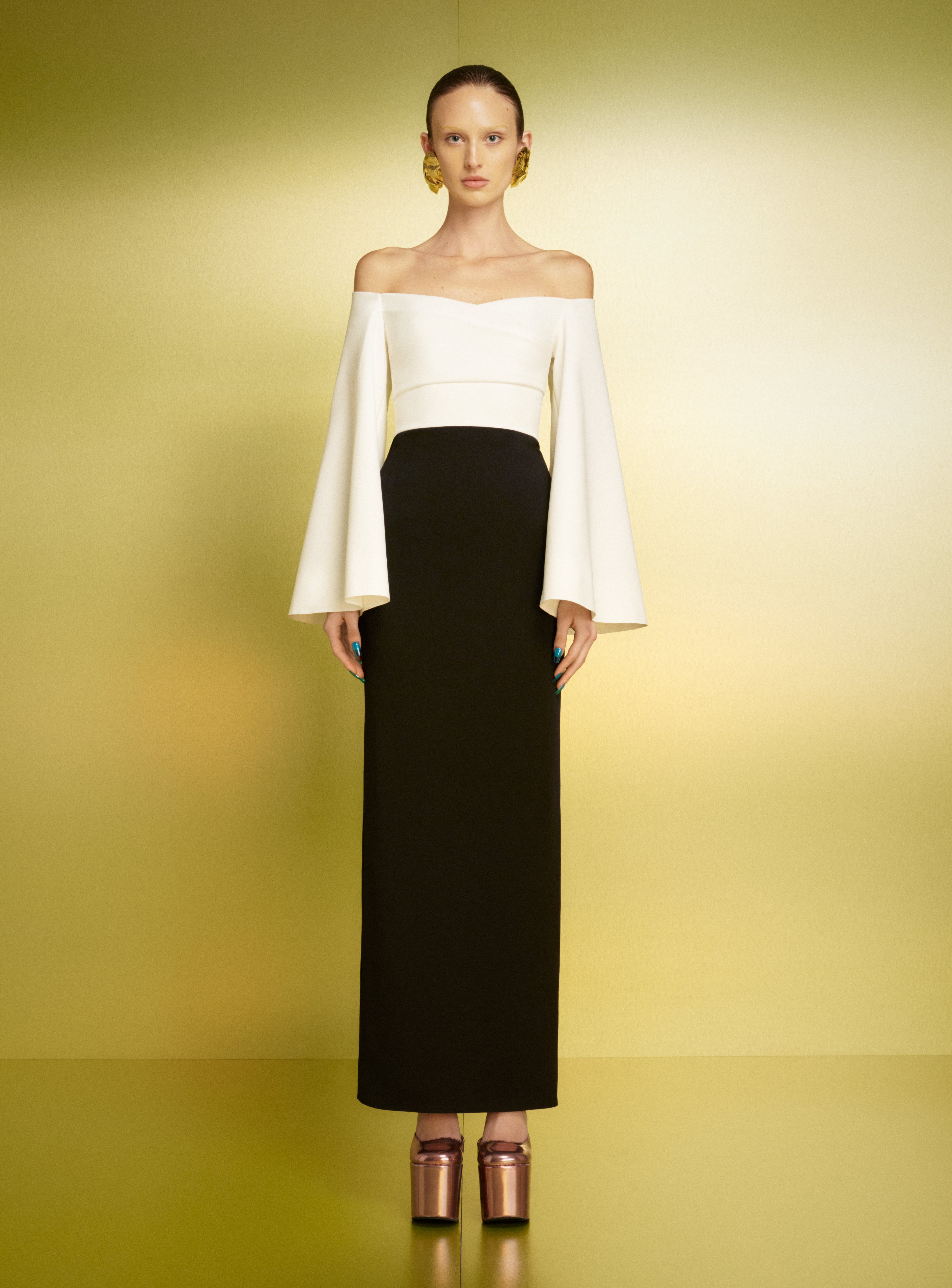 Solace London | The Eliana Maxi Dress in Cream and Black