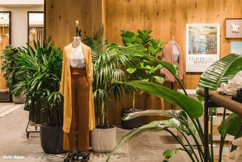 Aritzia store decorated with plants