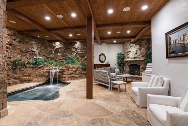 Indoor water feature with waterfall