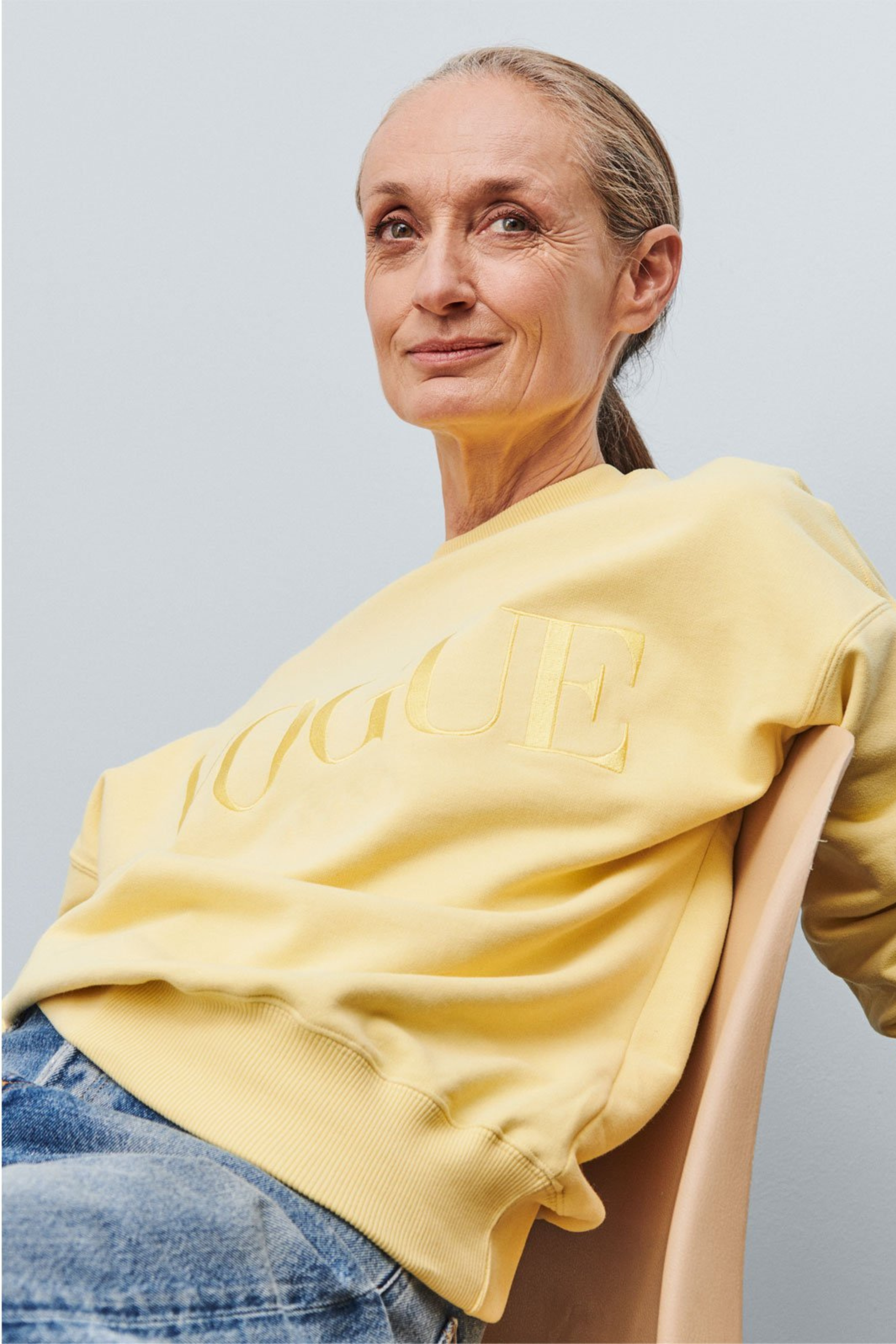 VOGUE Embroidered Sweatshirt in Yellow