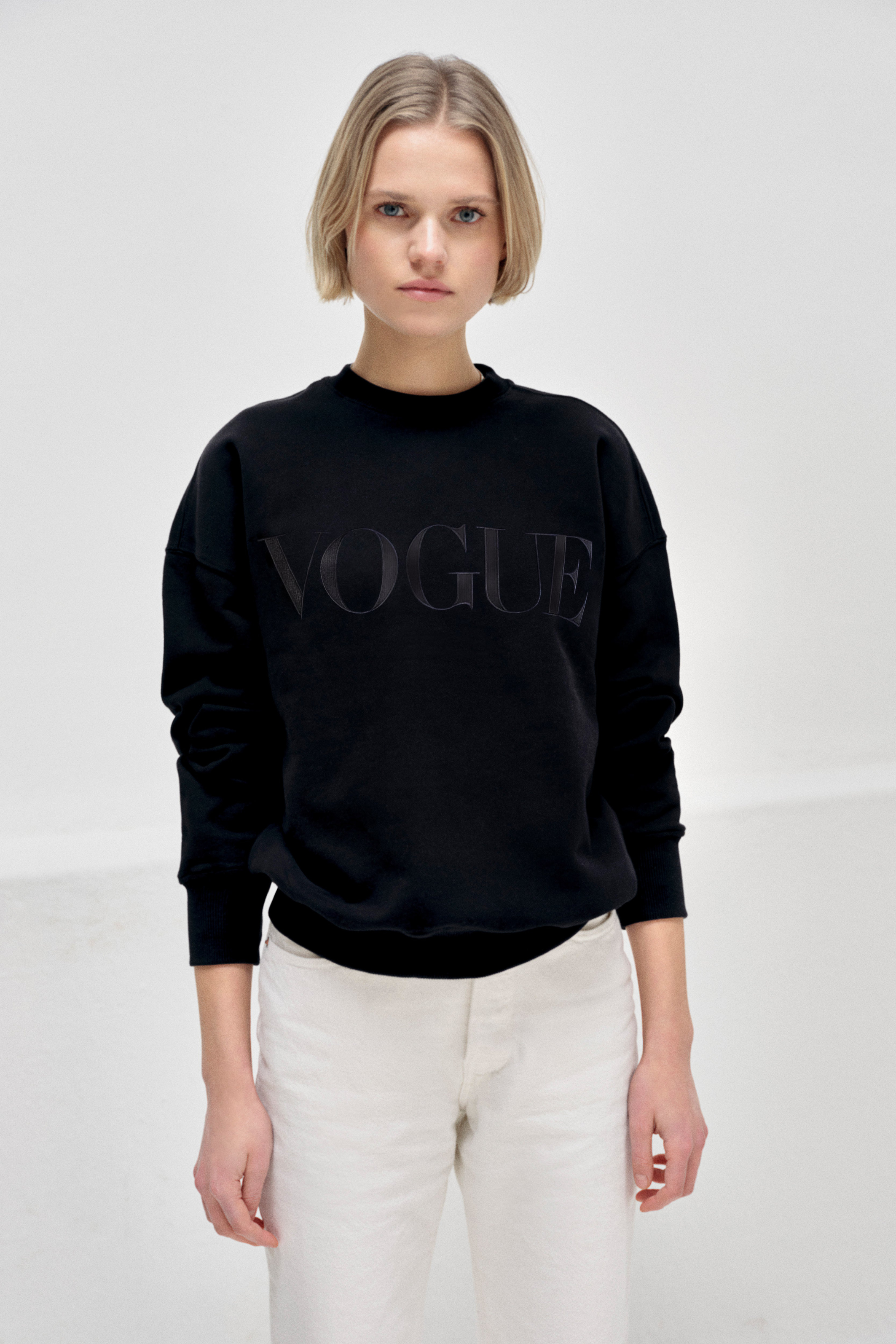 VOGUE Black Sweatshirt with Black Logo