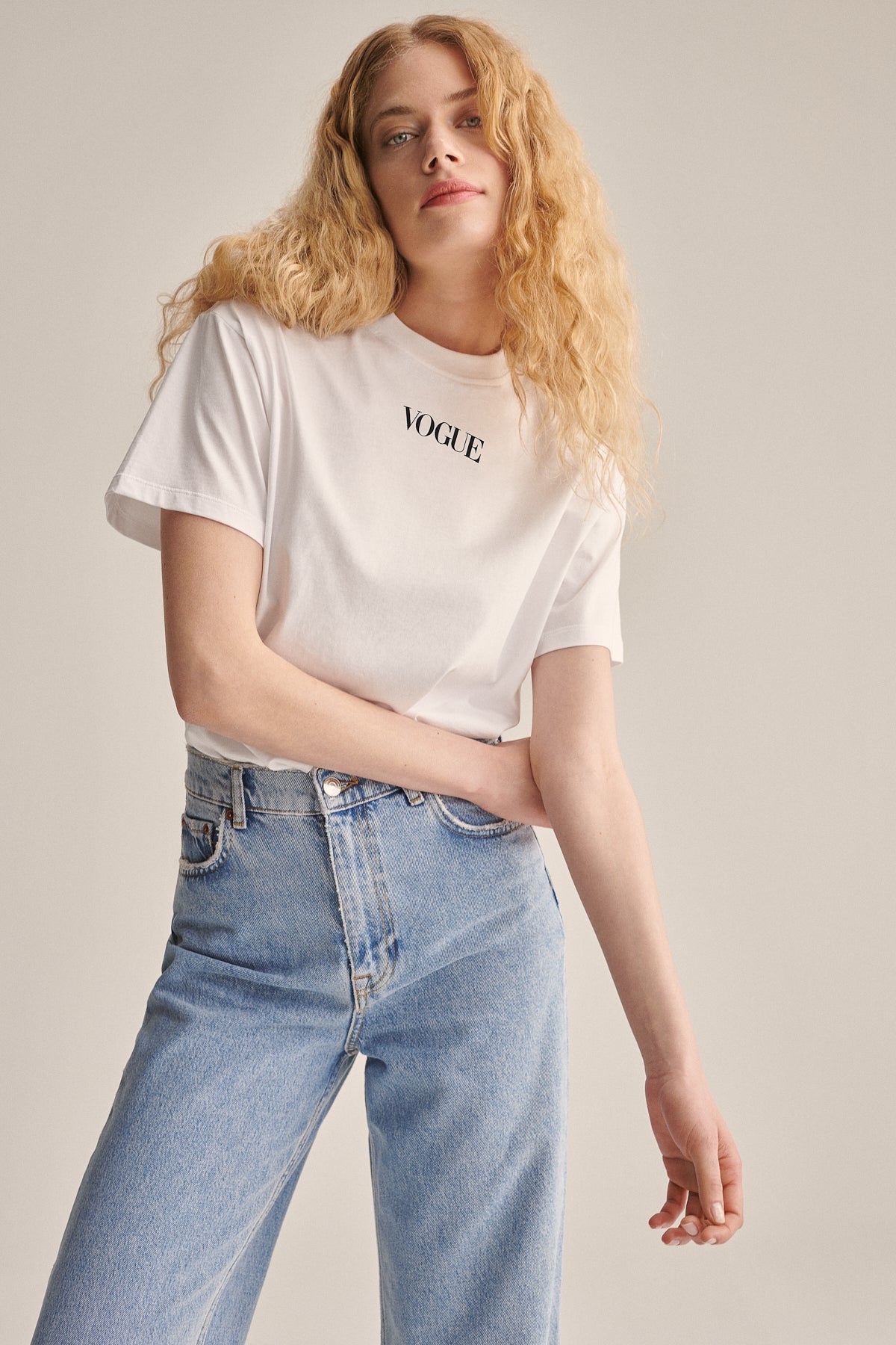 VOGUE Monochromatica T-Shirt in White with Black Logo