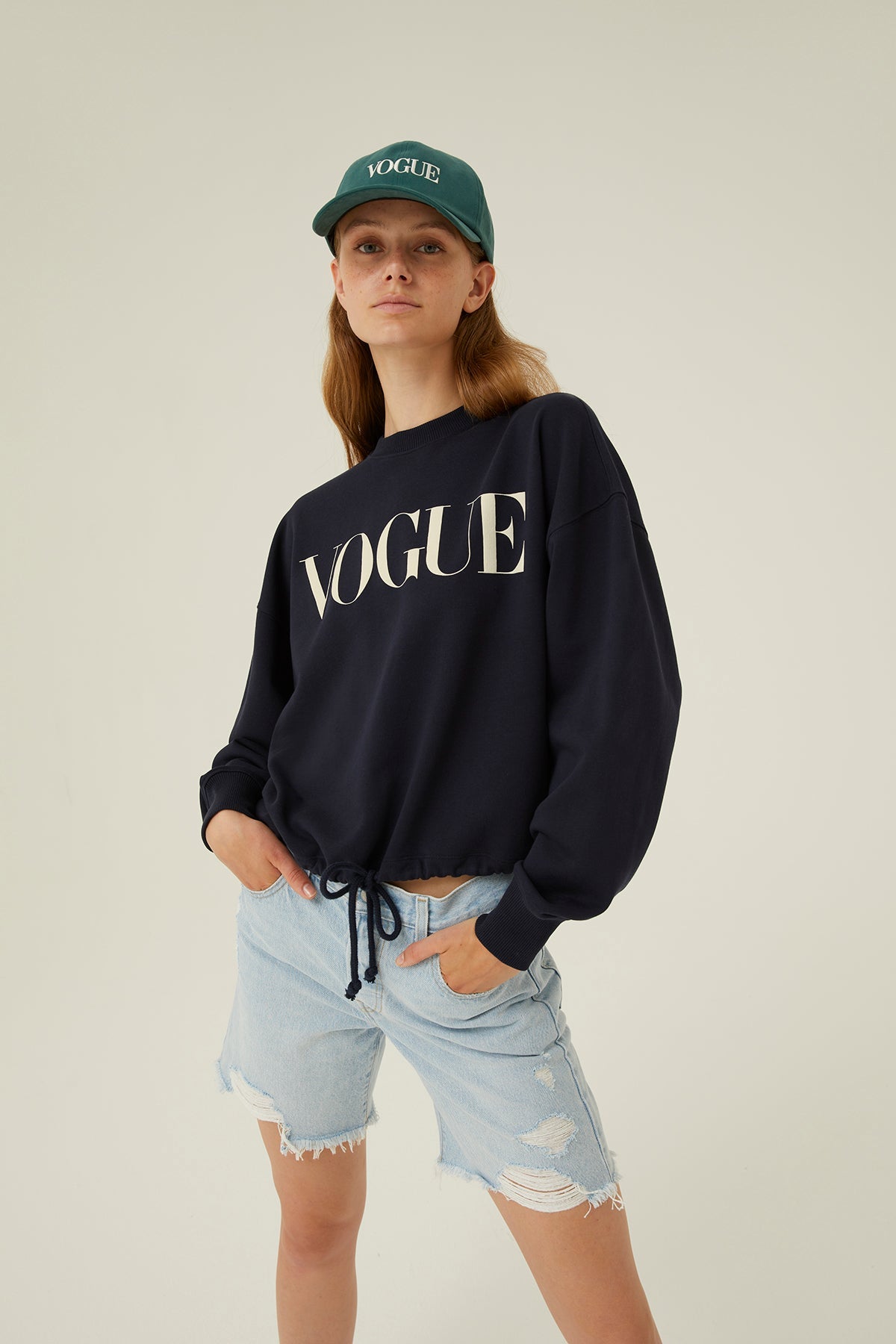 VOGUE Retro Sweatshirt in Navy with Logo