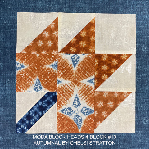 Moda Block Heads 4, Block 10. In Debbie Maddy, Tiori Designs, Kawa Fabric