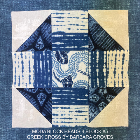 Moda Block heads 4 Block 5 in Debbie Maddy, Tiori Designs, Kawa Favric