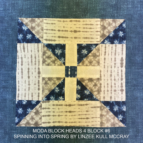 Moda Block Heads Block 4, in Debbie Maddie, Tiori Designs Kawa Fabric