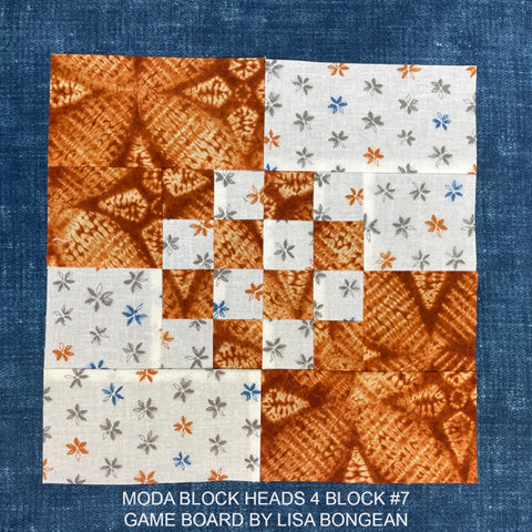 Moda Block Heads 4 Block 7, in Debbie Maddy, Tiori Designs, Kawa Fabric