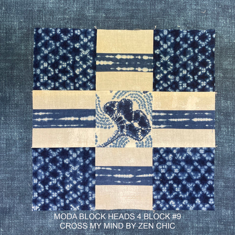 Moda Block Heads 4 Block 9, in Debbie Maddy, Tiori Designs, Kawa Fabric