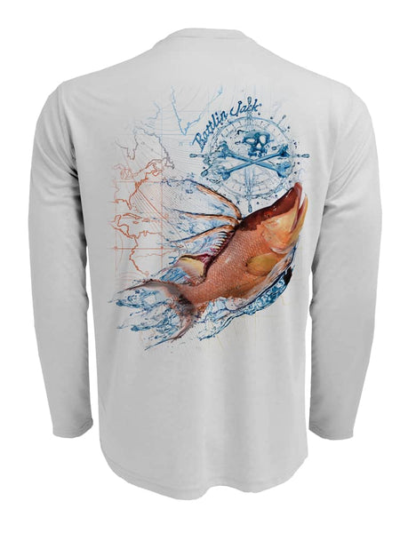  BRK Mens Long Sleeve Fishing Shirt Red Fish UPF 30 Sun  Protection S : Clothing, Shoes & Jewelry
