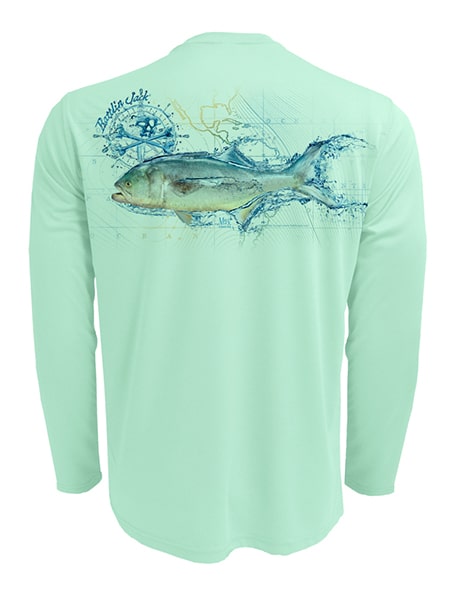 Men's Tailing Redfish UV Fishing Shirt by Rattlin Jack | Long Sleeve | UPF 50 Sun Protection | Performance Polyester Rash Guard | 5XL / Teal