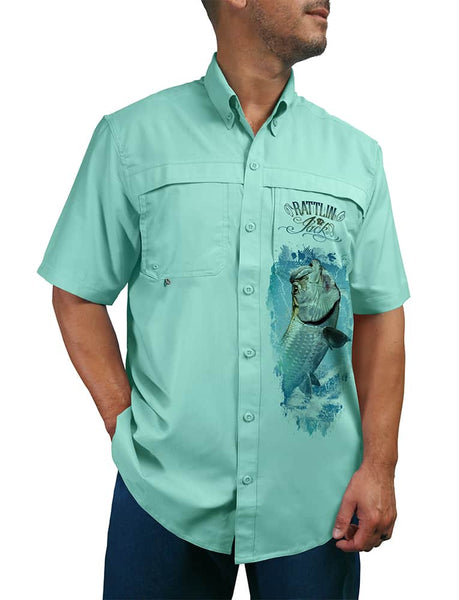 Men's Marlin Button Down Sun Shirt, UPF 50, Short Sleeves, Vented