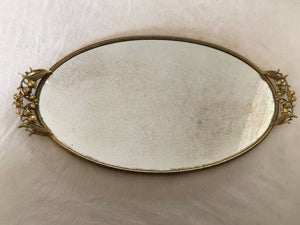 Antique Lily of the Valley Mirror Tray