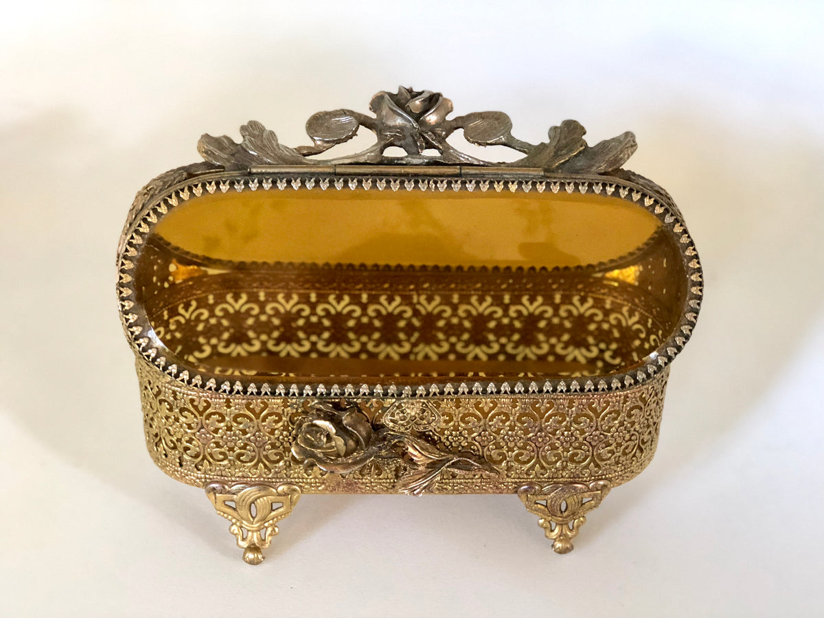 Antique Rare Amber Glass Jewelry Box – Avigail Adam