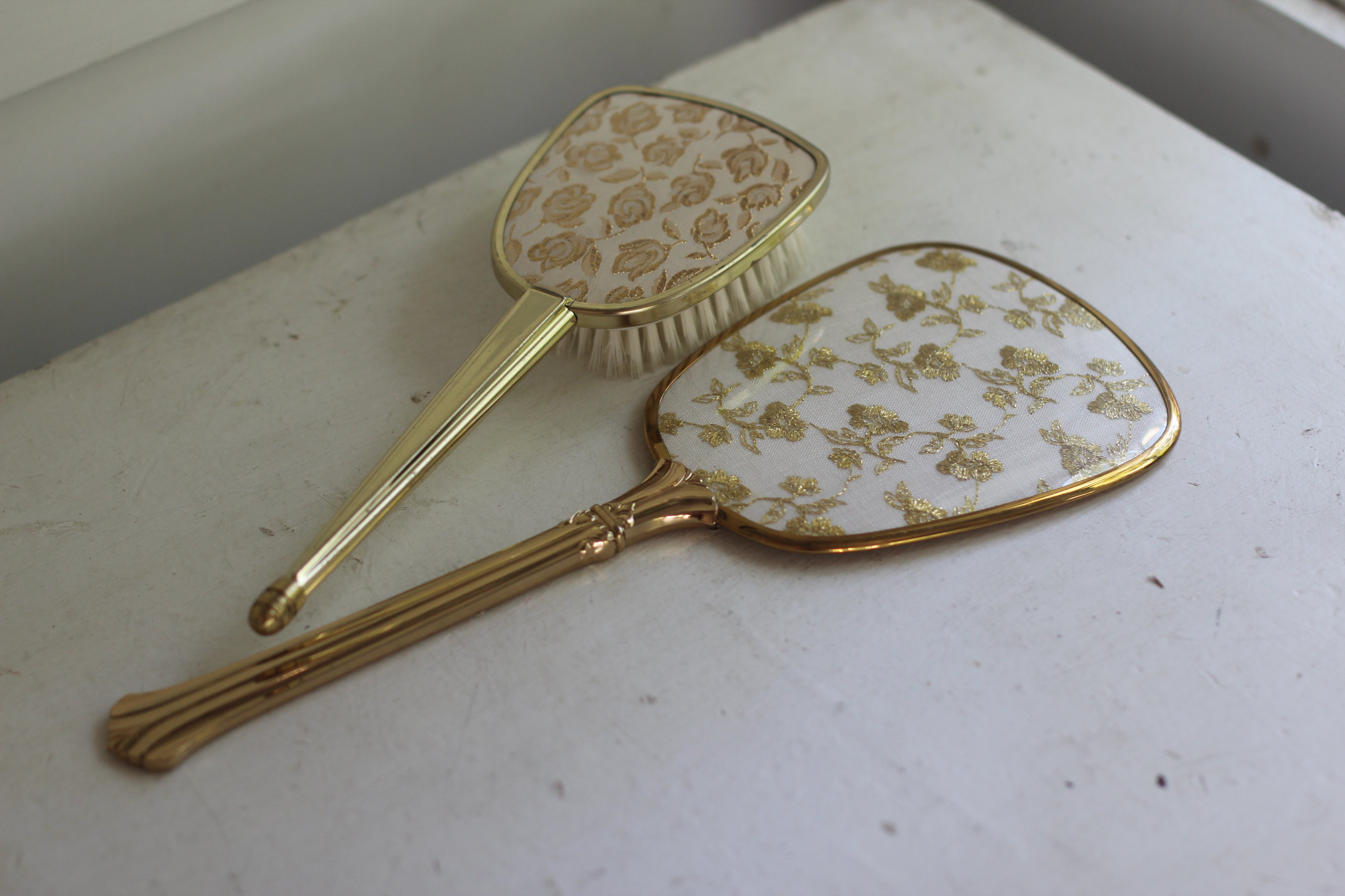 Antique Brocade Gold Floral Vanity Set Avigail Adam