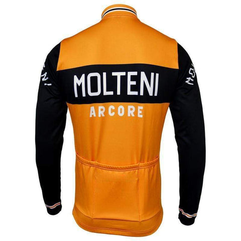 Montella Cycling Long Sleeve Men's Retro Molteni Orange Long Sleeve Cycling Jersey