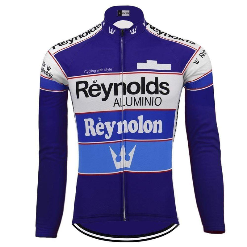 Montella Cycling Long Sleeve No Fleece / XXS / Blue Reynolds Retro Long Sleeve Cycling Jersey