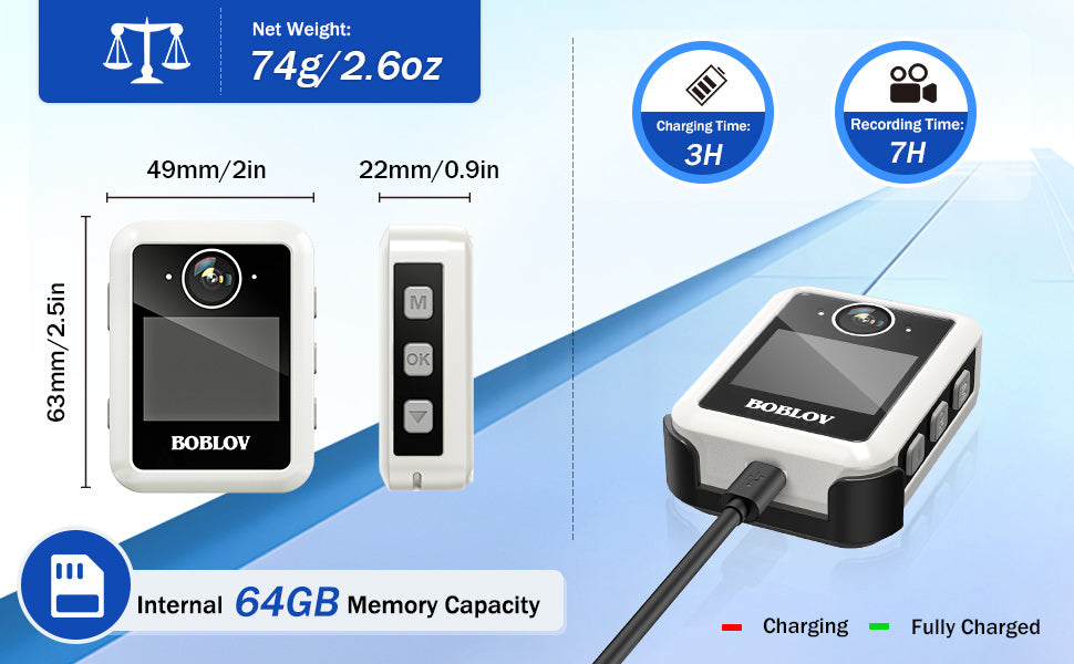 BOBLOV X2 Body Camera with 1440P resolution and LCD Display4