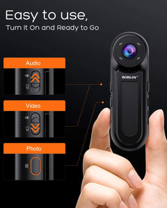 Boblov W2 Mini Body Camera, 1080P Wearable Small Body Camera Night Vision