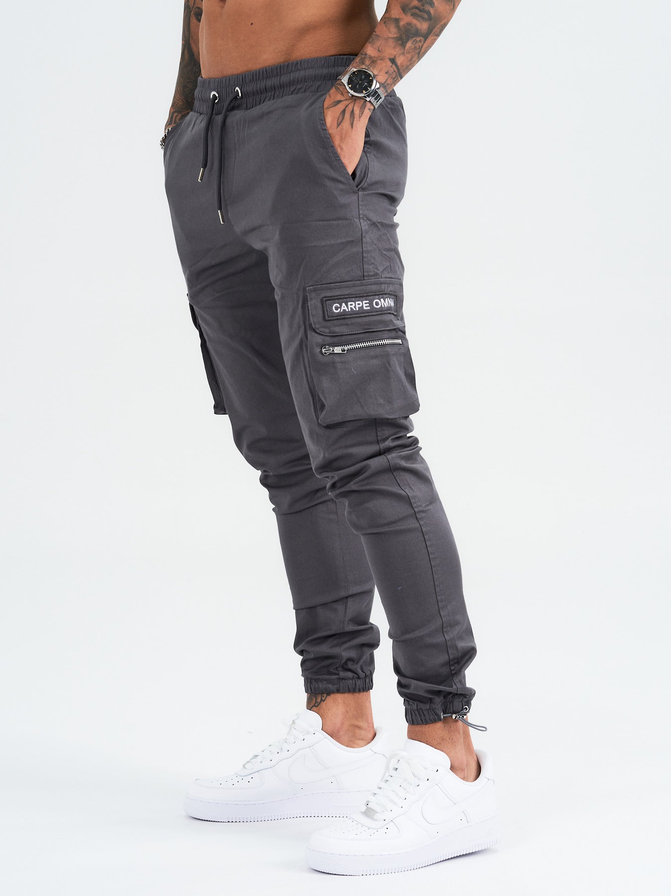 Dark Grey Cargo Pants - CARPE OMNIA UK product image