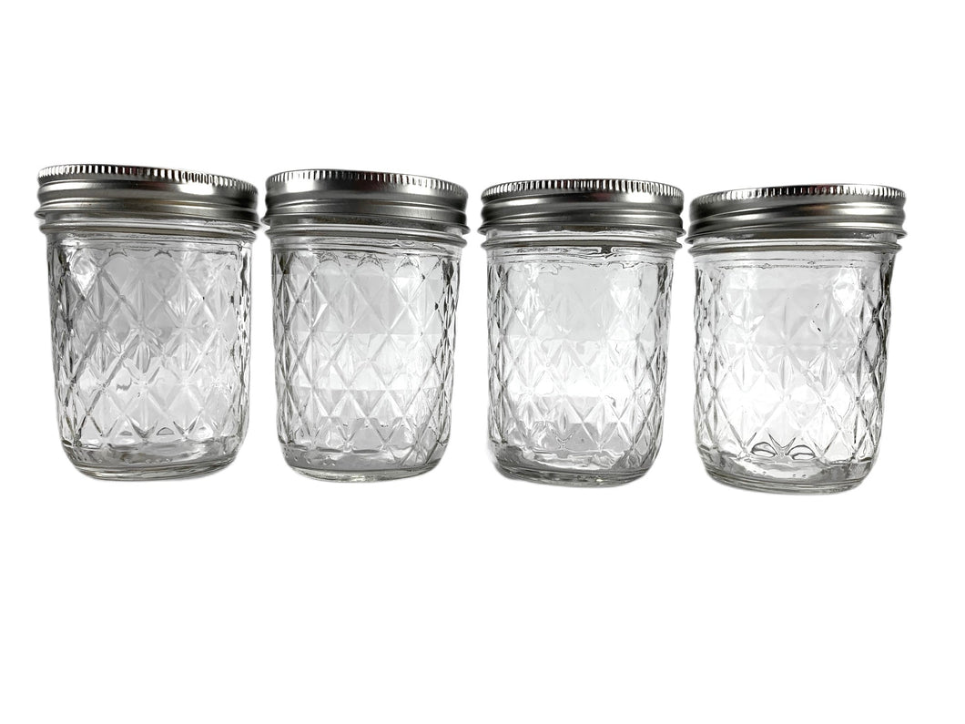 Ball 8oz Half Pint Quilted Canning Jar | Regular Mouth | With Lid and Band | BPA Free - All-American Canning Jars