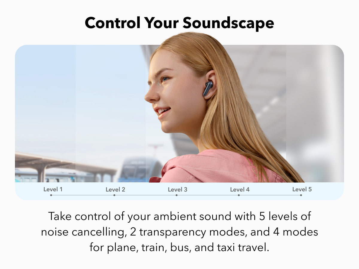 soundcore by Anker Liberty 4 NC - Auriculares inalámbricos,  98.5% de reducción de ruido, cancelación de ruido adaptativa a oídos y  medio ambiente, sonido de alta resolución, batería de 50 horas