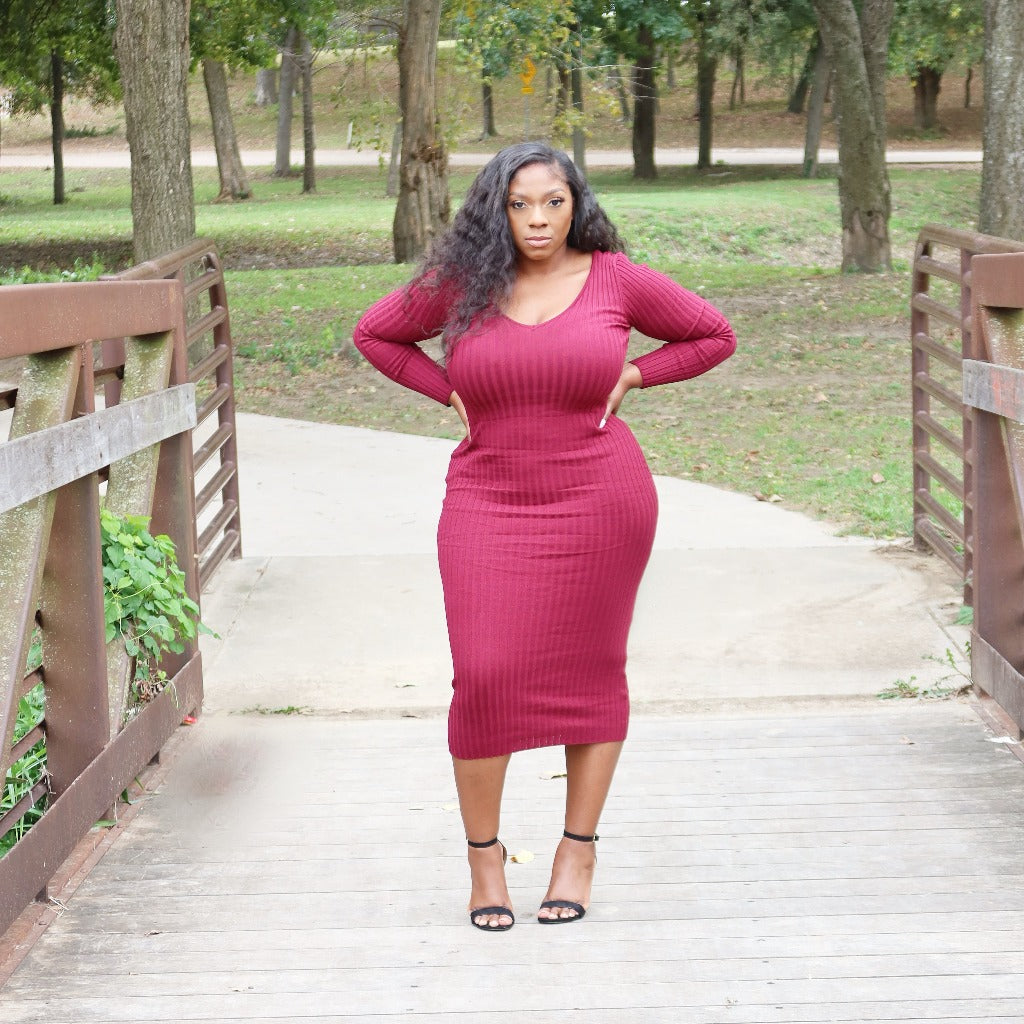 Long Sleeve Red Dress| Bodycon Dress – Belle Allure Designs