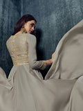 Grey Designer Satin Gown