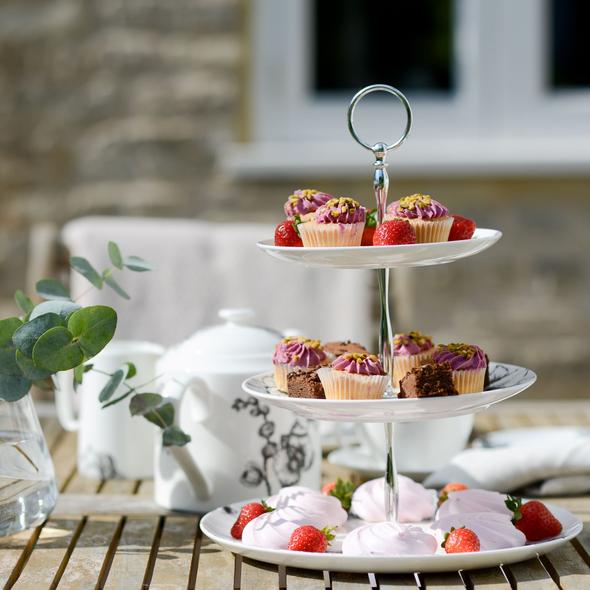 3 tier cake stand high afternoon English tea serving shop online India - Nu  Casa