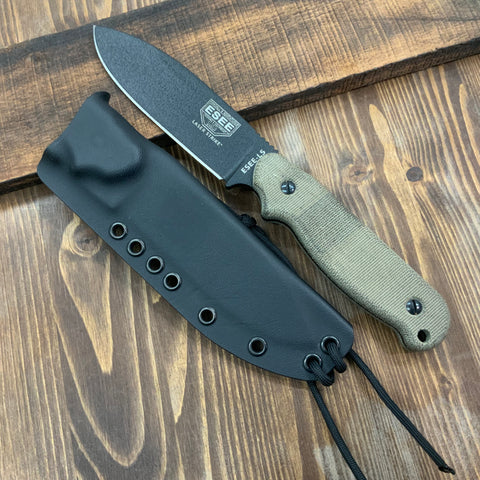 TKC: ESEE 6 Kydex Sheath w/ Slide Lock and Leather Backer, Chocolate Brown  w/ Tan Rivets