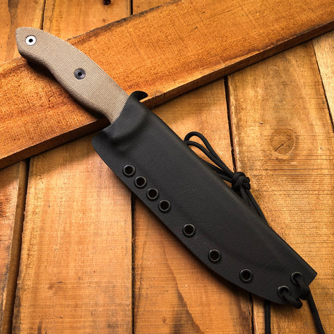 TKC: ESEE 6 Kydex Sheath w/ Slide Lock and Leather Backer, Chocolate Brown  w/ Tan Rivets