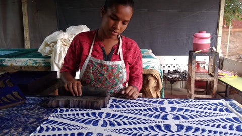 artisan woman in block printing studio