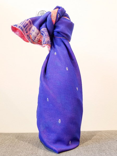 wine bottle wrapped in sari gift wrap