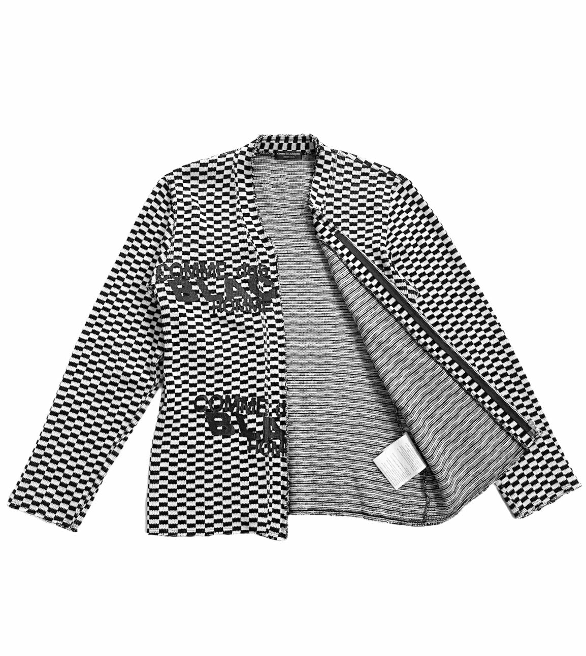 Comme des Garcons Homme Plus AD2002 Checkered Logo Knit Cardigan