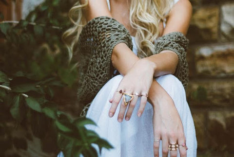 Girl at leisure wearing rings    