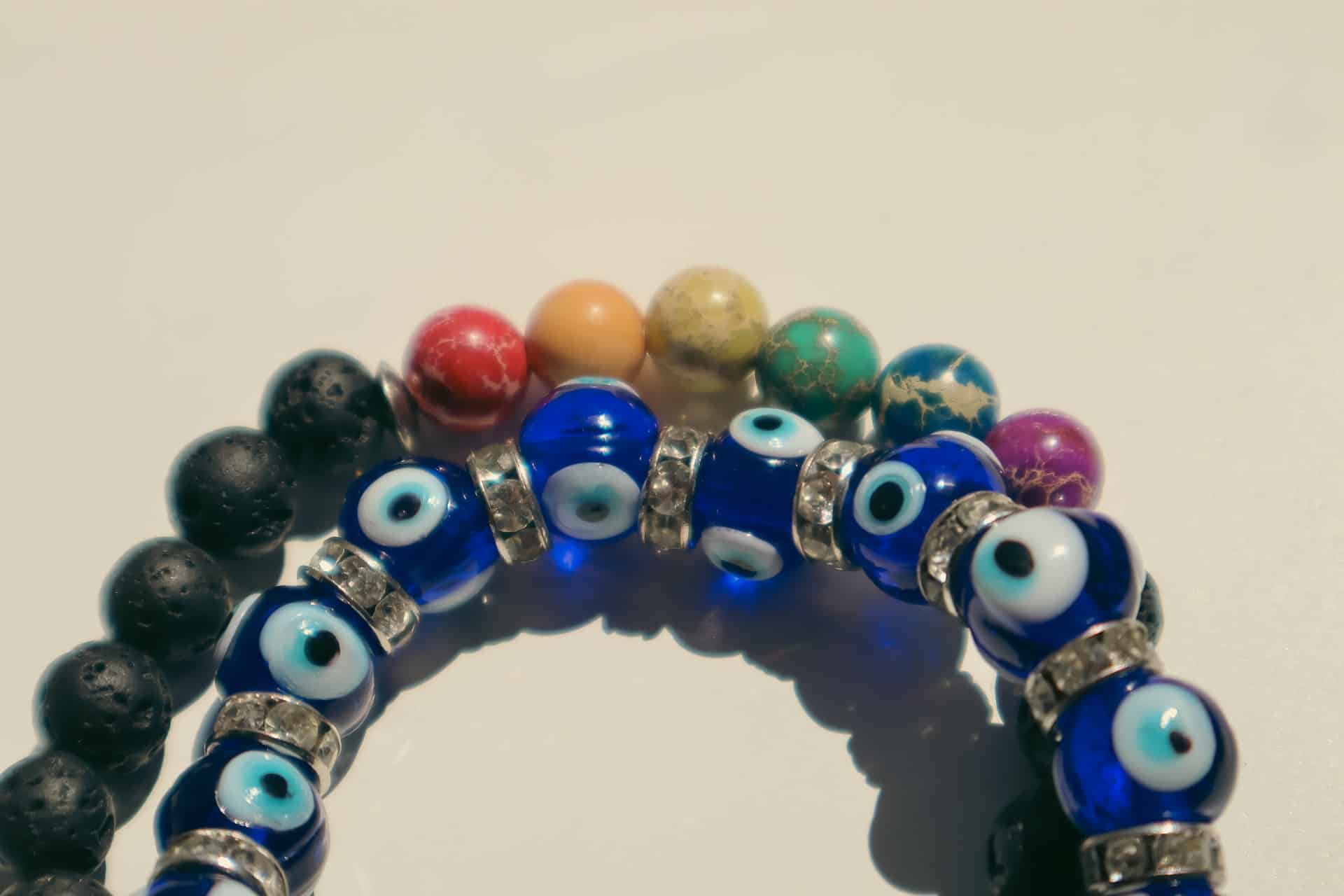 evil eye bracelet with colorful beads