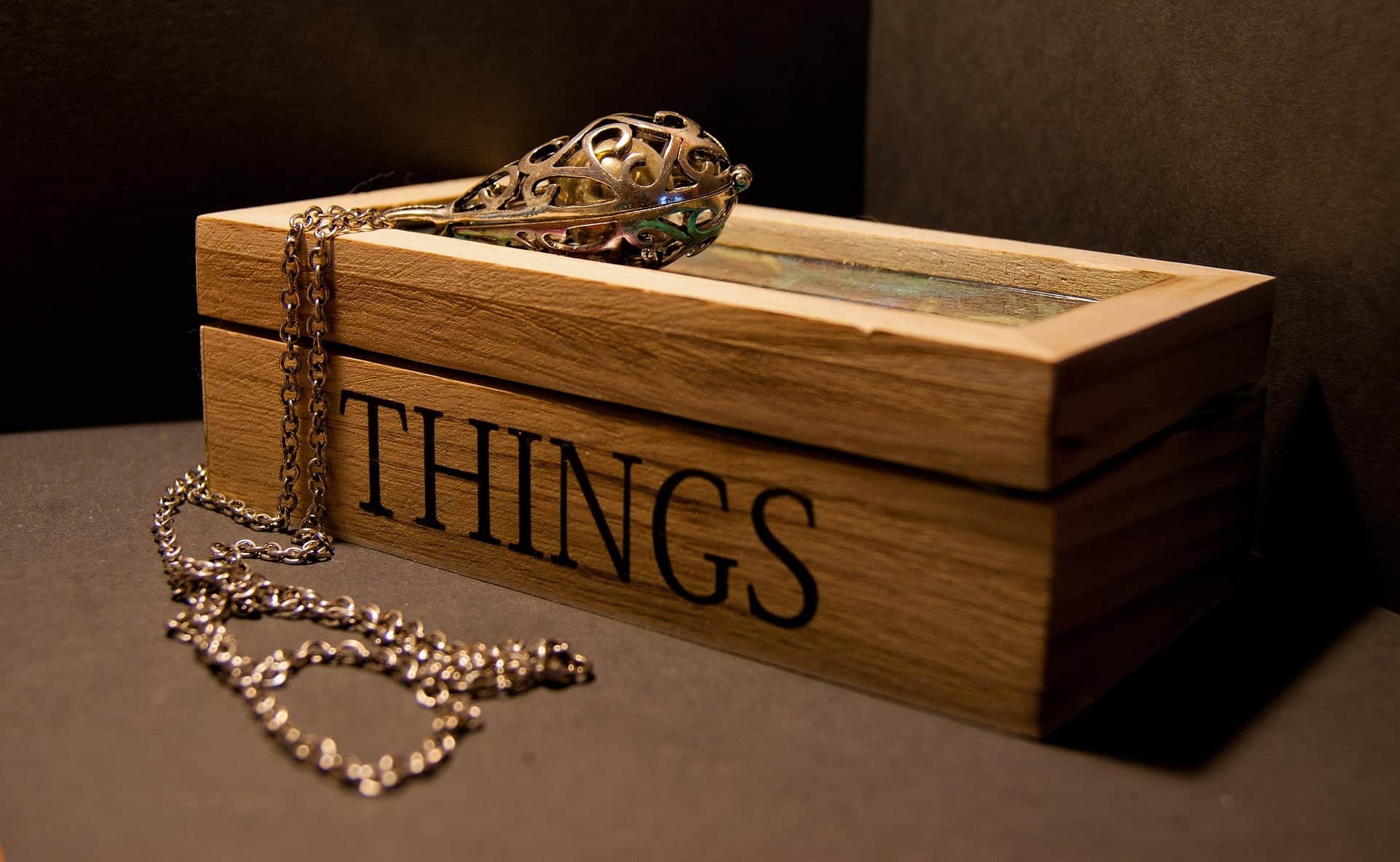 jewelry box with a necklace on top