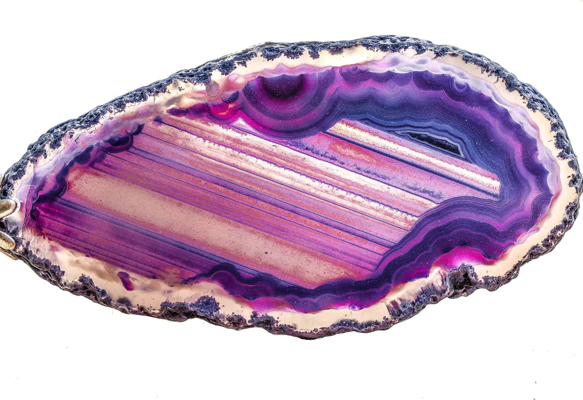 a color piece of agate cut in half