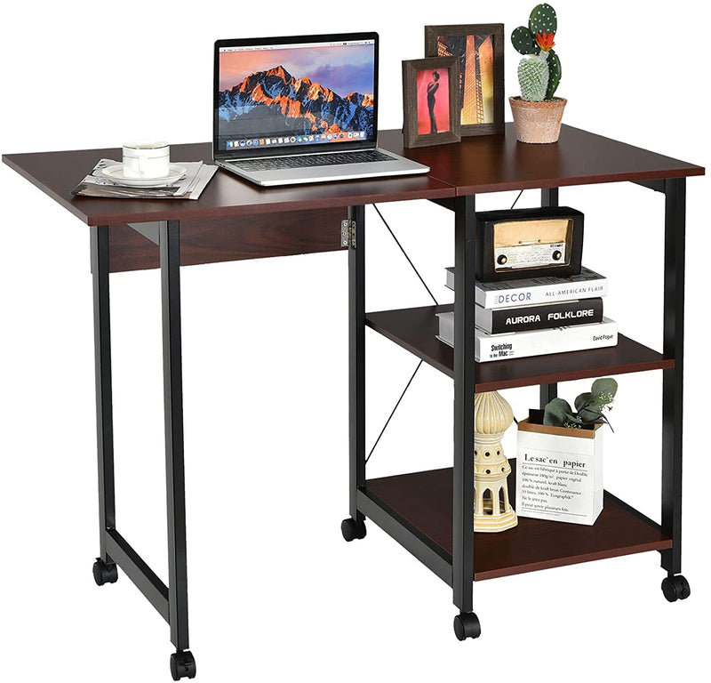 tafereel hardware goochelaar Opvouwbare computer bureau, moderne schrijftafel met 2 laags opslagpla –  Luxgoods