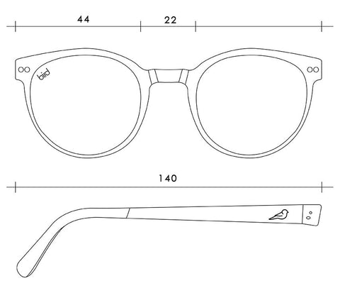 Tawny cat-eye glasses size chart