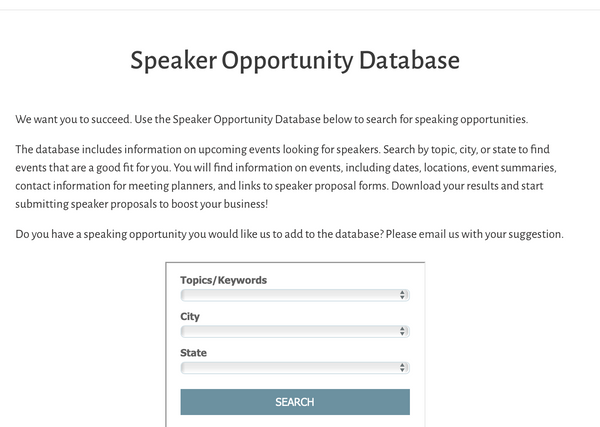 Esaltare Designs Speaker Opportunity Database