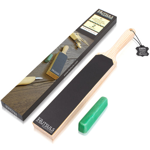 Hutsuls Black Leather Strop with Compound - Stropping Kit, Green Honin –  HUTSULS