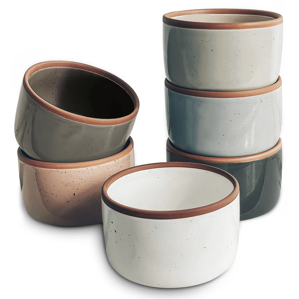 Mora Ceramic Cups —8oz Coffee Cup Set With Saucers, Assorted Neutral