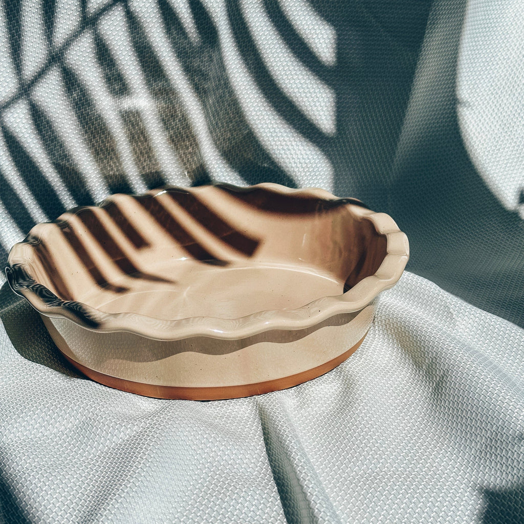 Mora Ceramics Classic 9 Inch Round Pie Pan Set of 2 - Earl Grey