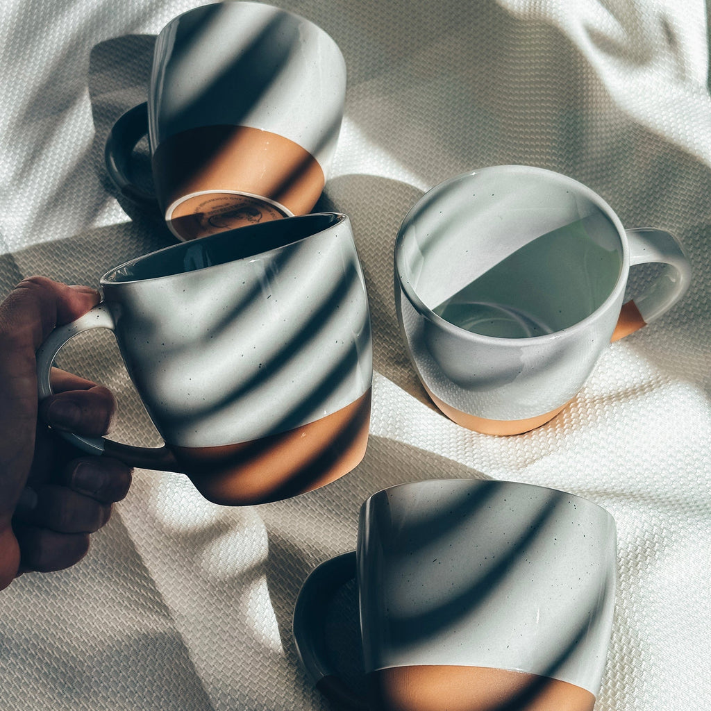 Cappuccino Mugs with Saucers Set of 4 - 8oz - Assorted Neutrals – MORA  CERAMICS