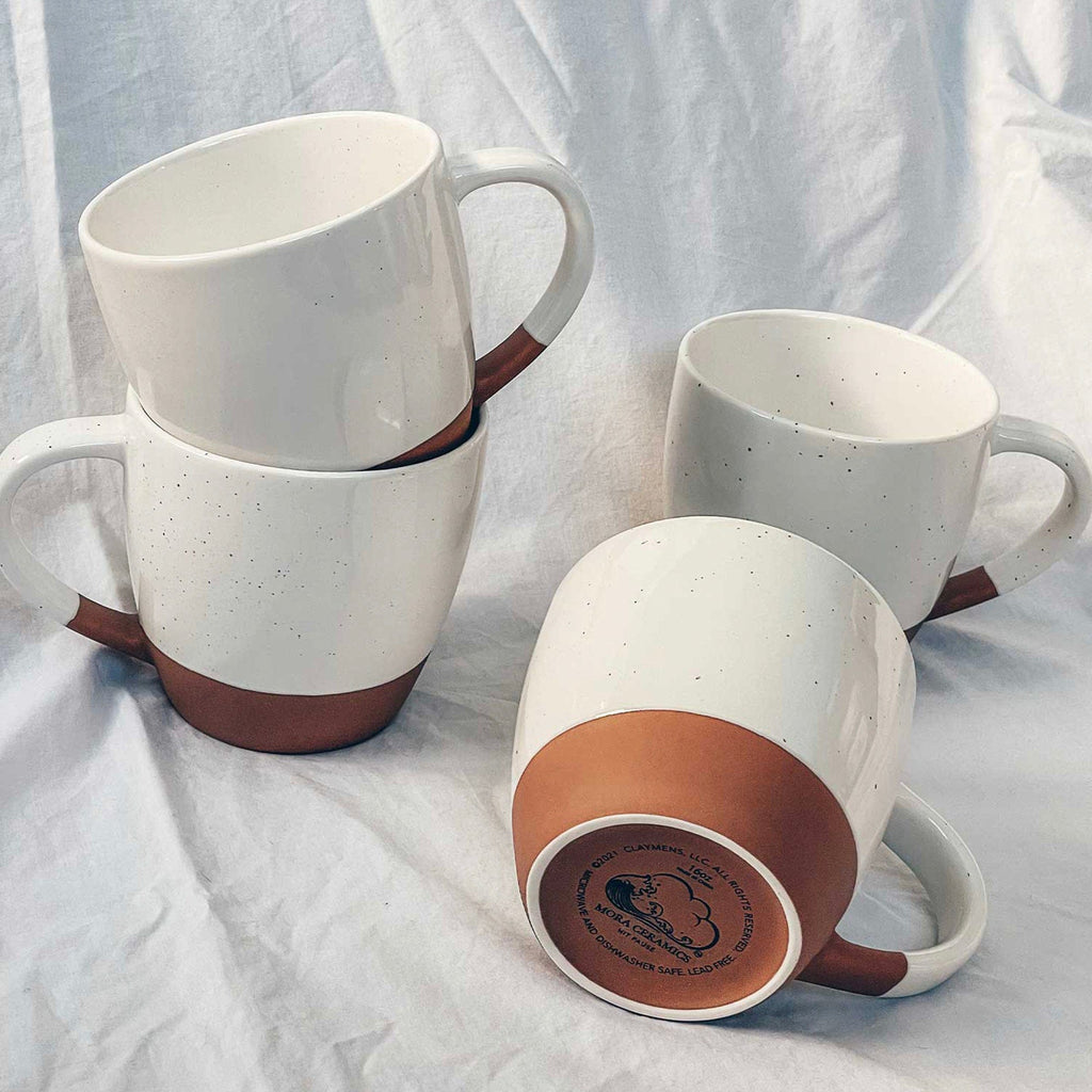 Mora Ceramics Hit Pause Mora Ceramics 8oz Cappuccino Mug Set of 4 - Ceramic Coffee Cups with Saucers - Microwave and Dishwasher Safe, Perfect for Tea