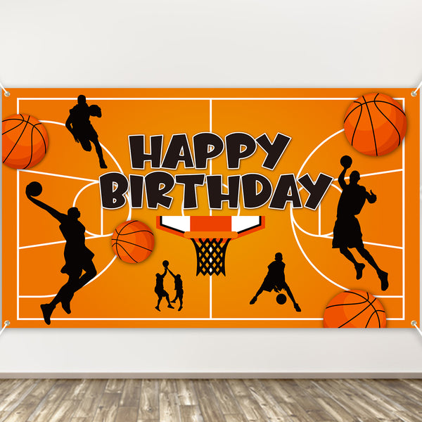 BeYumi Basketball Theme Happy Birthday Photography Backdrop Banner, NB
