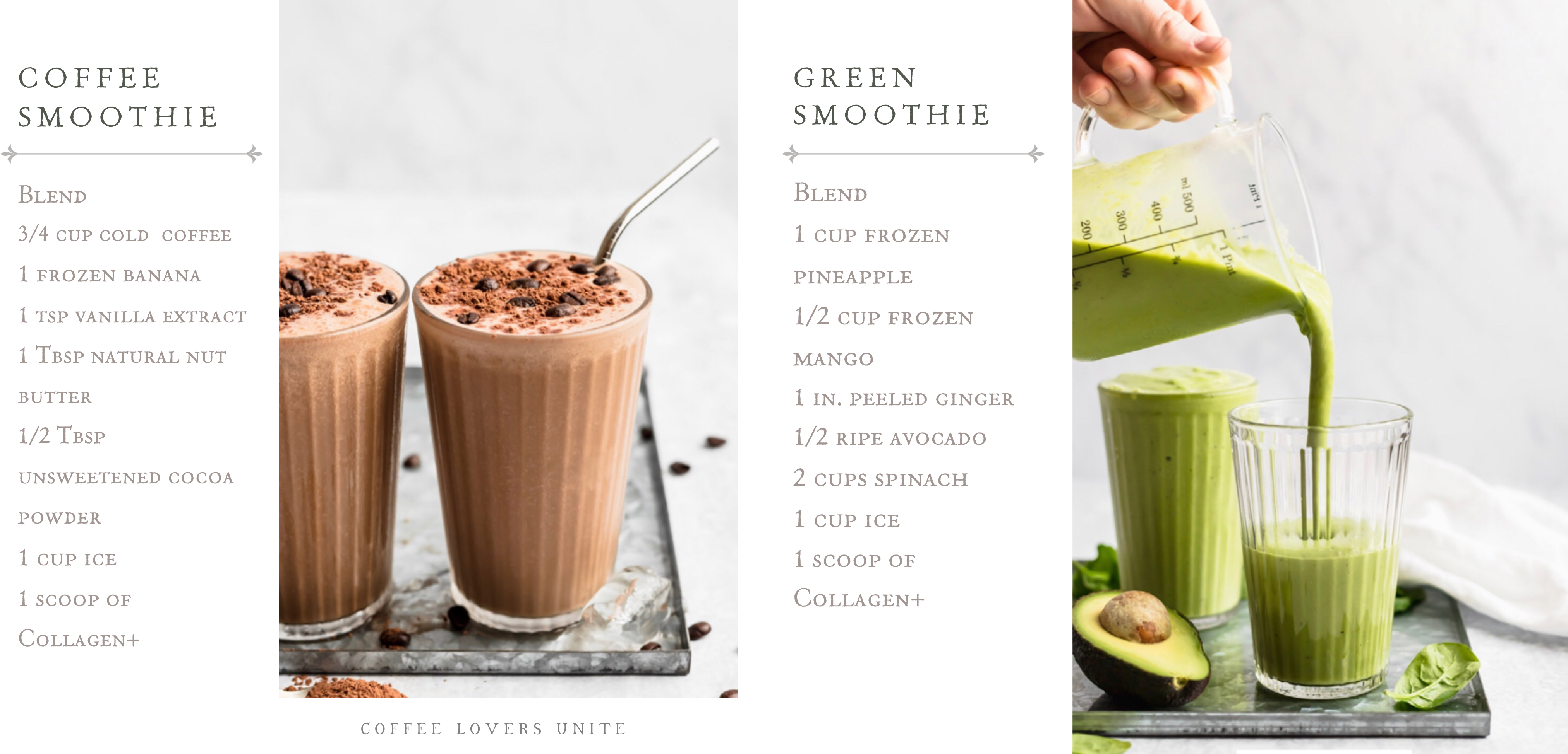 Mason Grove Farm all natural Collagen + smoothie recipe, collagen recipes, coffee lover, all natural product
