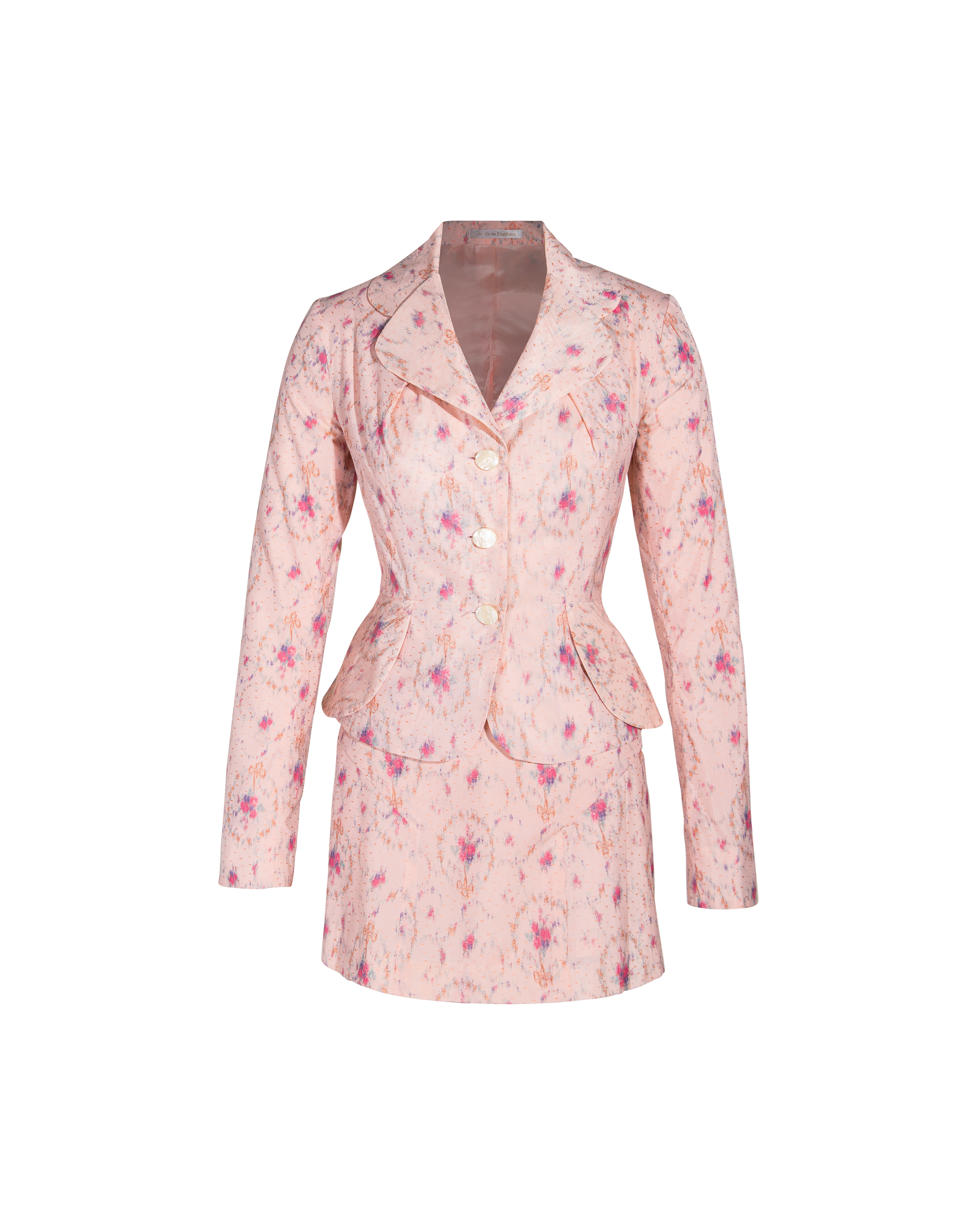 image of A/W 1994 Pink Floral Jacket and Skirt Set