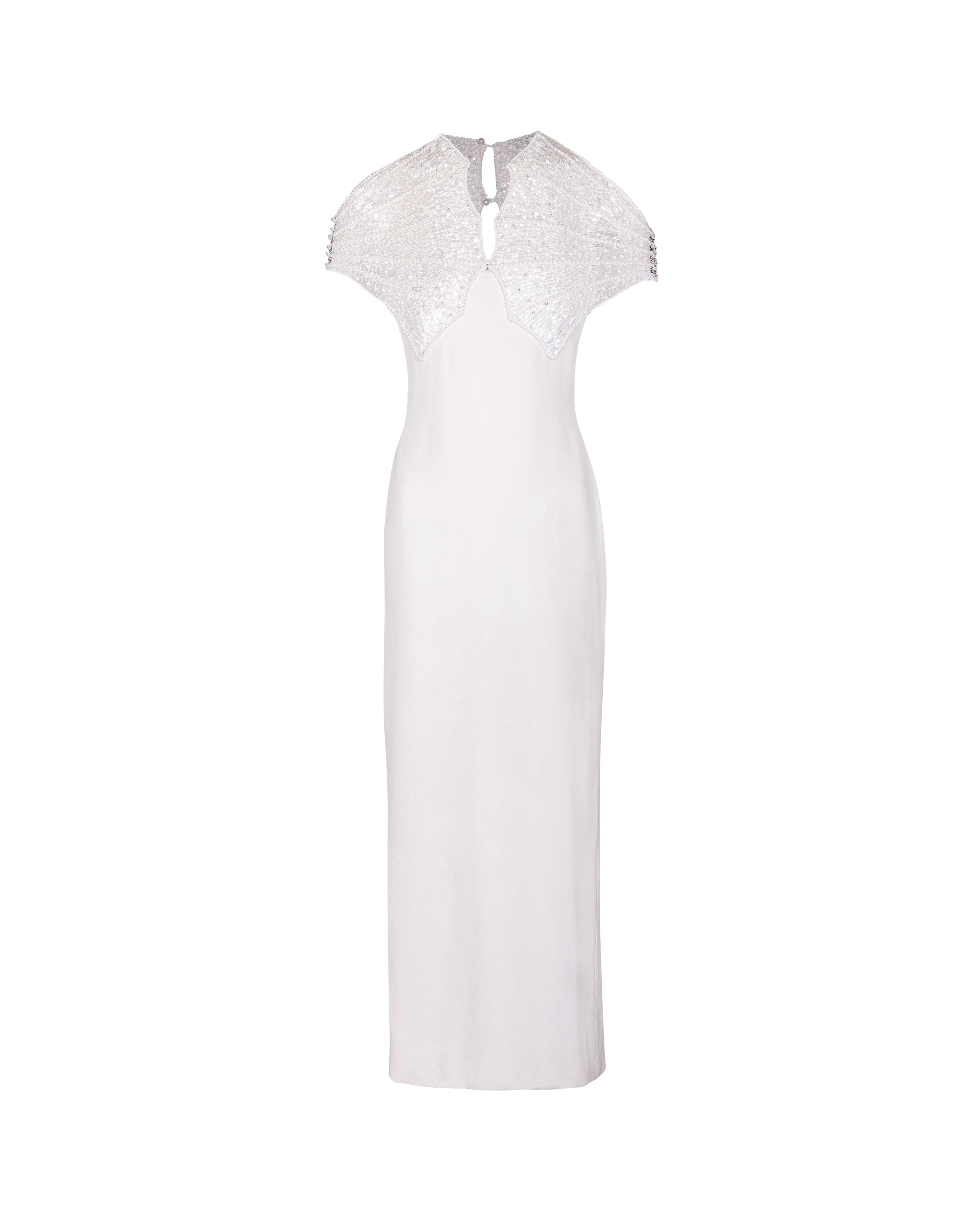 image of 1980's Alta Moda Ivory Embellished Sheath Dress