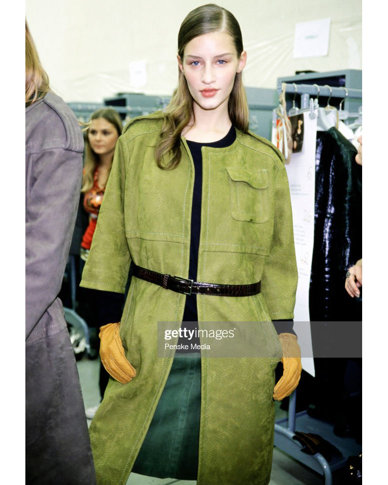2000's Moire Light Green Trench Coat